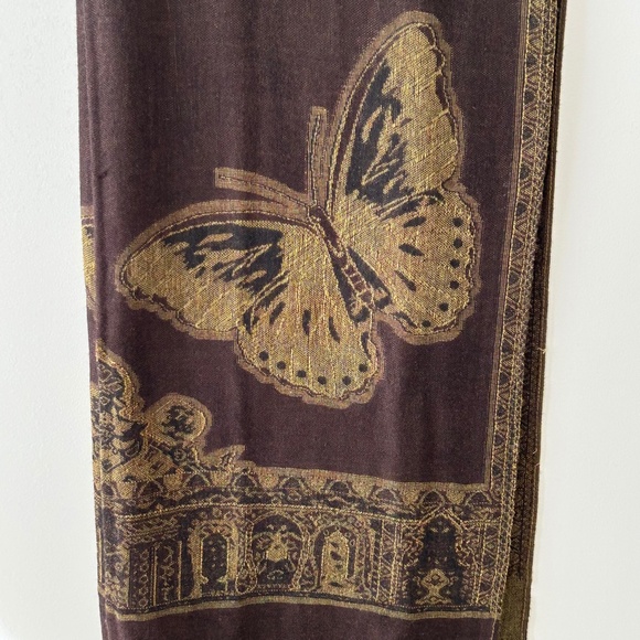 Reversible Butterfly Olive & Brown Scarf - Picture 13 of 16